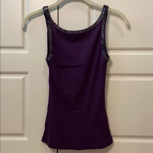 BCBG sequin trimmed purple tank top small - Picture 6 of 9